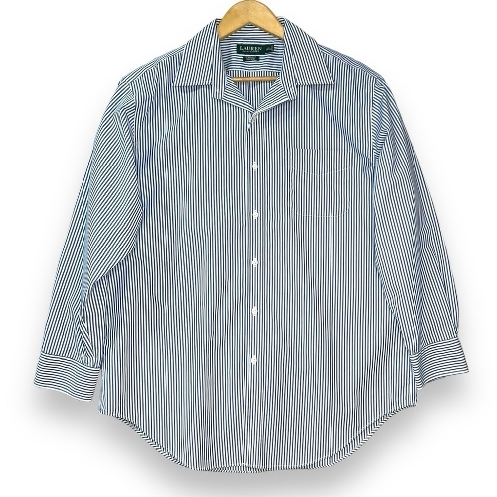 Lauren Ralph Lauren Shirt Mens 16.5 LS Button Up Classic Fit Non Iron Striped